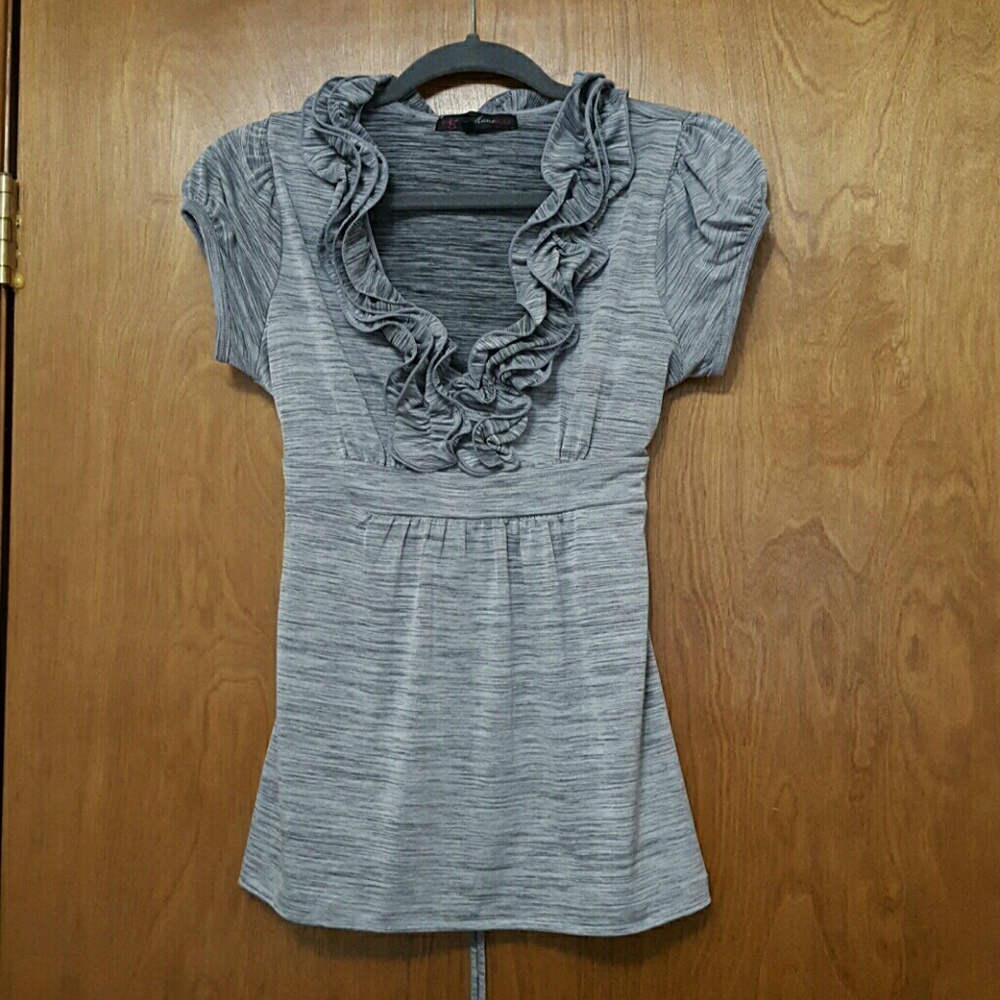 Ruffled V-Neck Dress Shirt